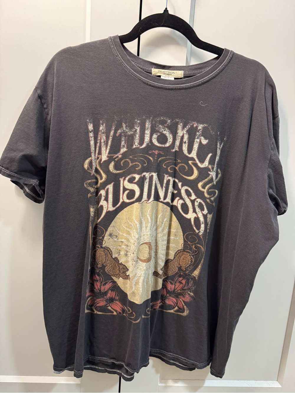 Project Social T Men’s Charcoal Graphic 'Whiskey Business' Tee